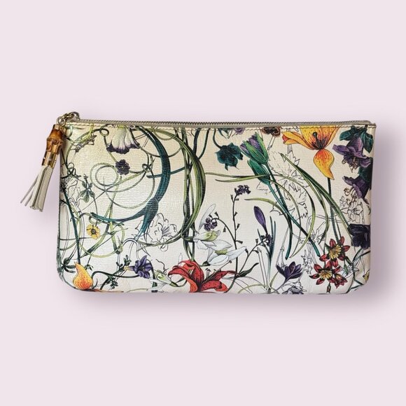 Gucci Handbags - Gucci Flora Knight Zip Pouch | Bamboo Accent